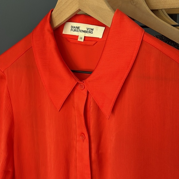 DVF Diane von Furstenberg Kassie Spicy Orange shirtdress dress 10 - Picture 2 of 9